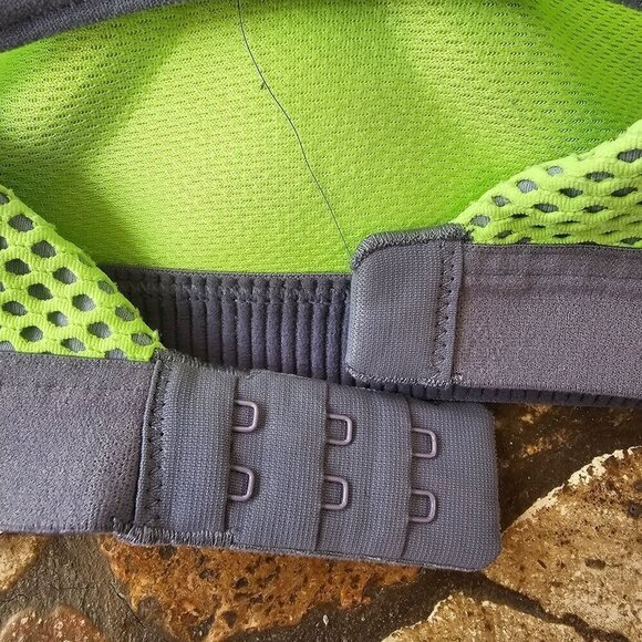 Victoria's Secret VSX Sport 36C Mesh Racerback Sports Bra Neon Green & Grey - Picture 7 of 8